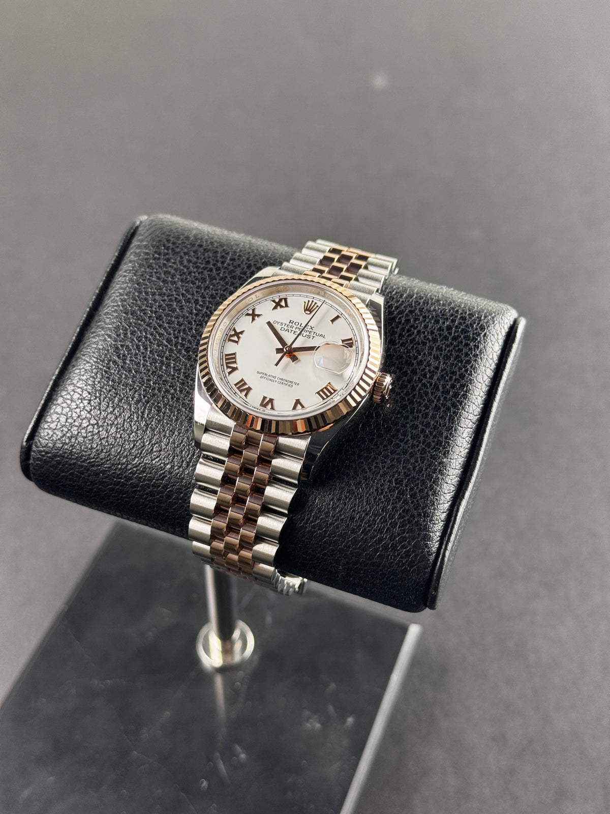 Rolex Datejust 36 Two Tone Rose White Roman