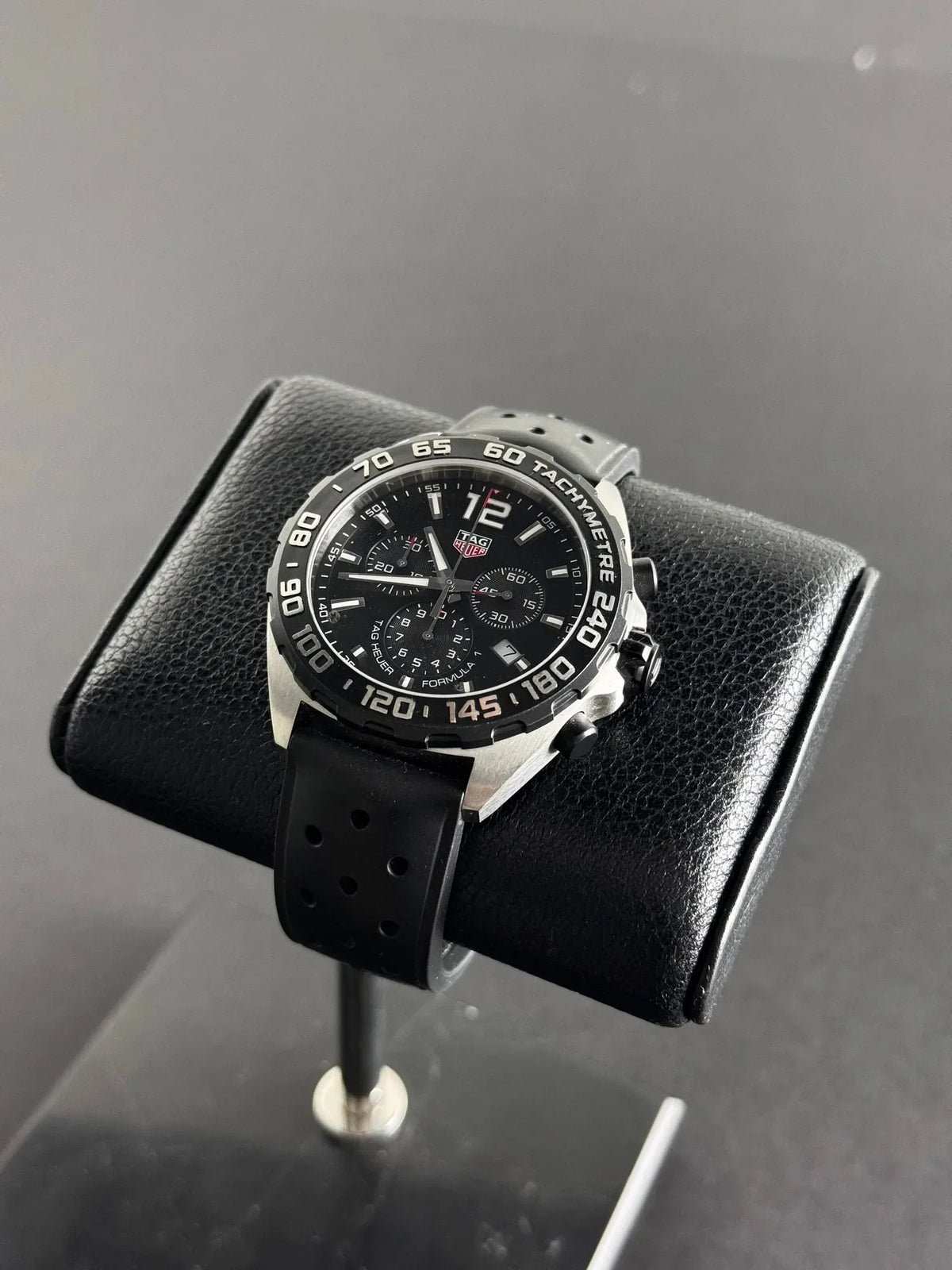 TAG Heuer Carrera chronograph with a blue dial and domed crystal