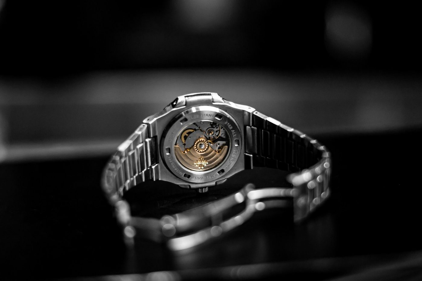 Case back and automatic movement of a Patek Philippe watch at Honos Watches in Montreal