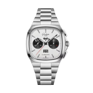 Glashütte Original Seventies Chronograph Panda SS with Rubber strap and buckle
